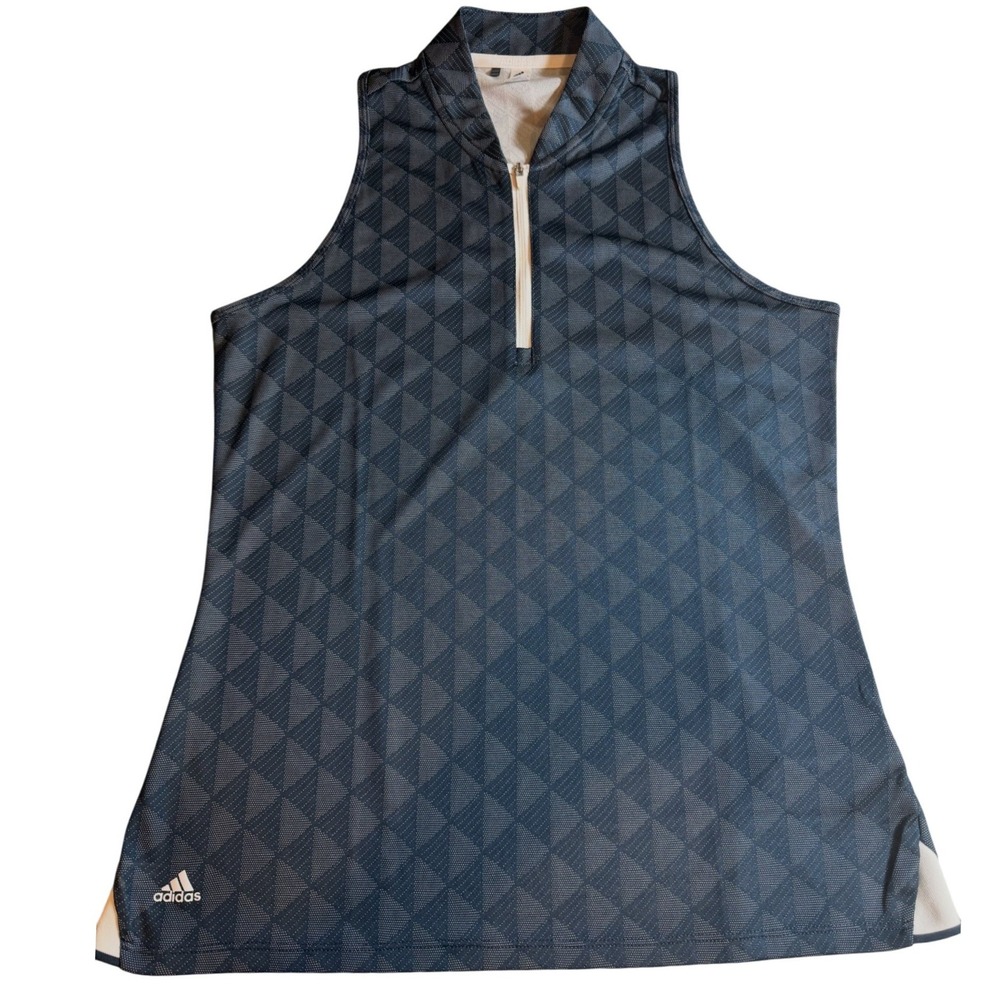 Adidas Womens Golf Polo Shirt Navy Blue Geometric Primegreen Racerback Small
